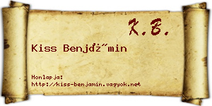Kiss Benjámin névjegykártya